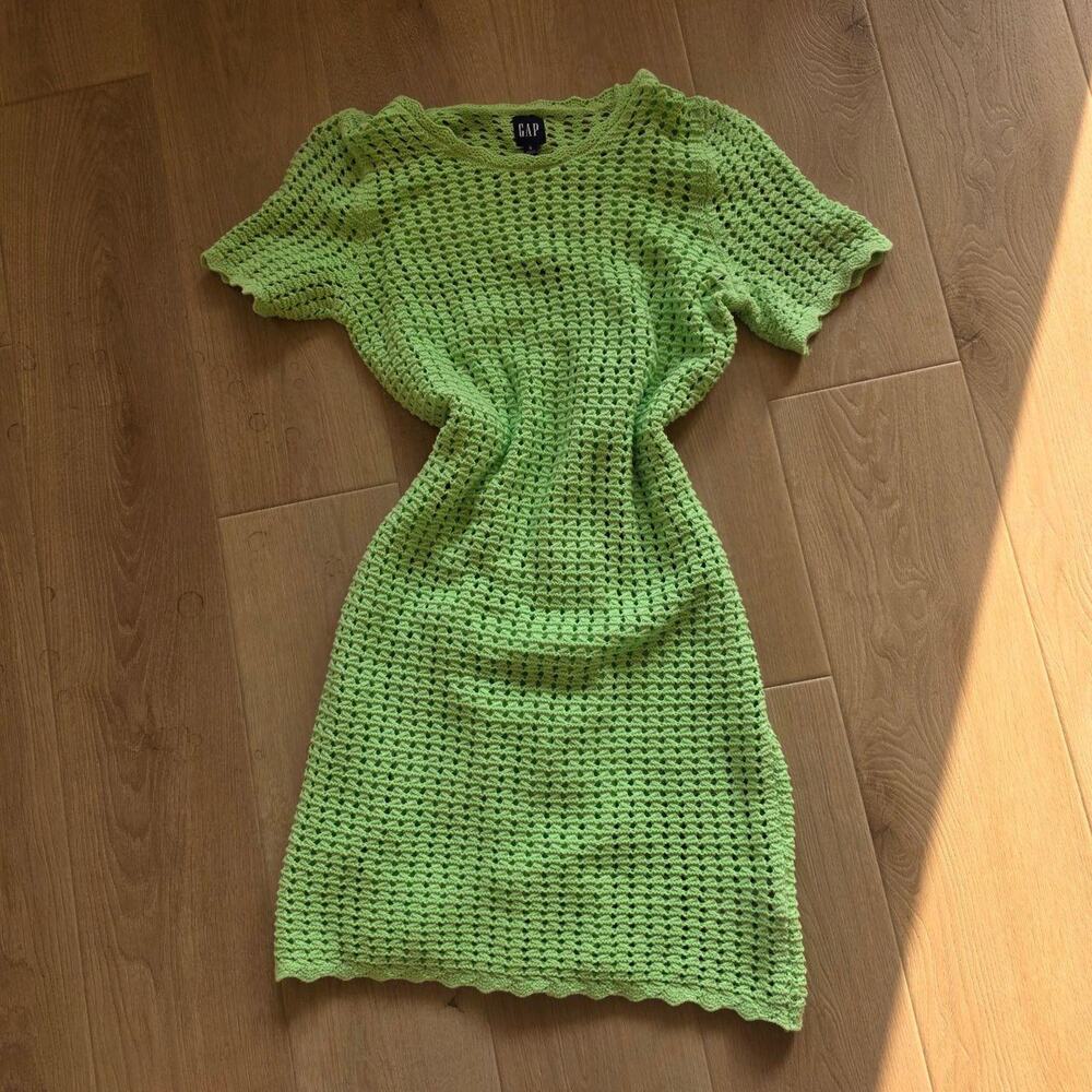 Gap green crochet knit dress
